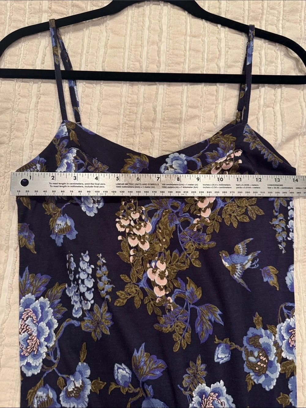 HANRO Floral Slip Sleep Gown Nightdress Blue Floral Print XS Luxury Loungewear